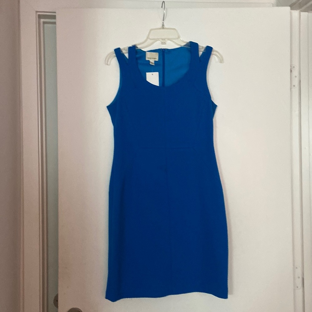 Blue short dress with slit straps